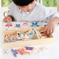 Деревянная одежда, детская хваталка для раннего возраста, головоломка, интеллектуальная игрушка, с медвежатами, раннее развитие