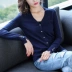 Áo xuân 2019 nữ mới 2018 Phiên bản Hàn Quốc của áo len ngoài đan thẻ ngắn đoạn xuân và áo len cổ chữ v mùa thu - Áo len cổ chữ V áo ghi lê len Áo len cổ chữ V
