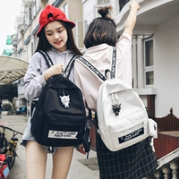 Túi đi học nữ phiên bản Hàn Quốc của Harajuku ulzzang học sinh trung học ba lô nhấn màu thêu dòng chữ hoang dã vải ba lô cấp đi học nữ cấp 2 cá tính