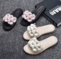 2018 new camellia phẳng với một từ kéo dép mát nữ mùa hè thời trang hoa trong suốt của phụ nữ giày dép mặc dép new balance chính hãng