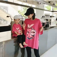 Chen Chen Ma bé quần áo trẻ em mùa hè cha mẹ và con mặc t-shirt ngắn tay cha mẹ và con thiết bị trong đoạn dài lỏng in ấn T-Shirt mẹ ăn mặc ao dep cho be