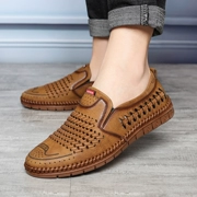 Dép nam 2019 hè mới bằng da thoáng khí giày nam đế mềm, giày thoáng mát Phiên bản Hàn Quốc của xu hướng giày nam - Sandal