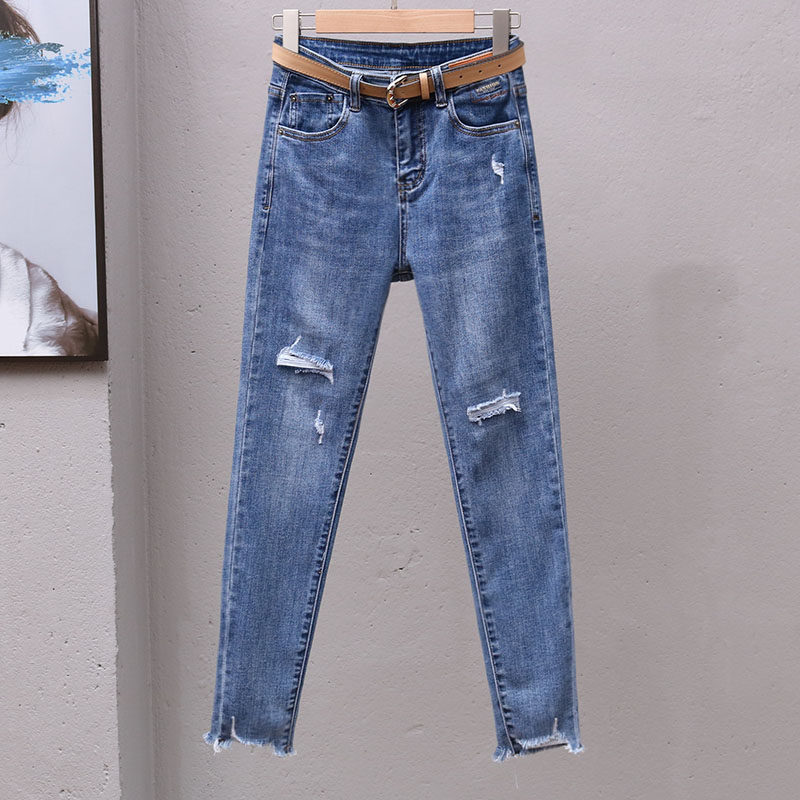 European-style slimming and versatile pencil pants for spring and Autumn 2022, fashionable and slimming jeans that wear out, women's straight-leg skinny pants