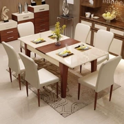 Qichao nội thất hiện đại tối giản kính cường lực bàn ăn và ghế kết hợp căn hộ nhỏ gấp kính thiên văn rắn bàn nướng - Bộ đồ nội thất