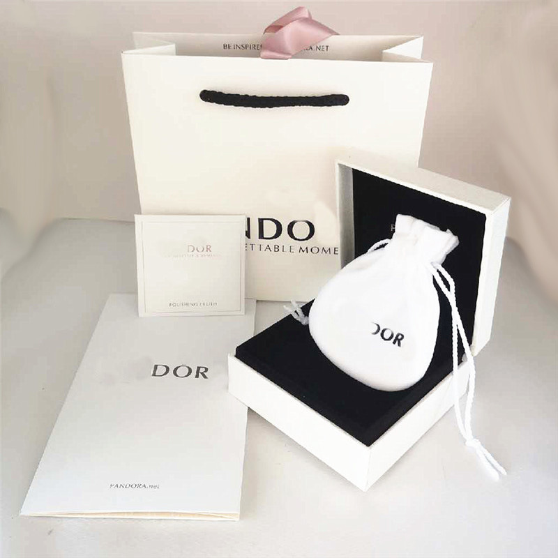 White Ribbon Classic Five Piece Set & No.1Pandora Box Pan Jia Bracelet box Bead box Ring box Pandora Bracelet box packing box storage box