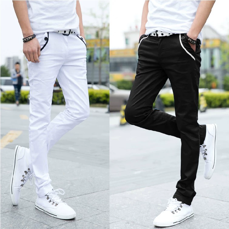 Phiên bản Hàn Quốc của những đôi chân thon là quần skinny mỏng mùa hè xu hướng mới quần hoang dã mùa xuân và mùa thu quần mỏng nam - Crop Jeans
