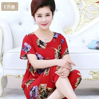 Mùa hè đồ ngủ nữ cotton lụa ngắn tay áo trung niên phù hợp với nữ mô hình mùa hè bông trung niên mẹ dịch vụ nhà thời trang trung niên