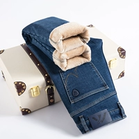 Элитные флисовые демисезонные утепленные джинсы с начесом, бархатные штаны, Гонконг, свободный крой