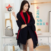 Tay áo khăn choàng đôi sử dụng khăn màu rắn mùa thu và mùa đông mô hình áo khoác cashmere dày cô gái ấm khăn quàng hộp quà tặng