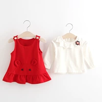 Осенняя детская футболка, платье, юбка, осенний комплект для девочек, детская одежда, длинный рукав, 1-2-3 лет