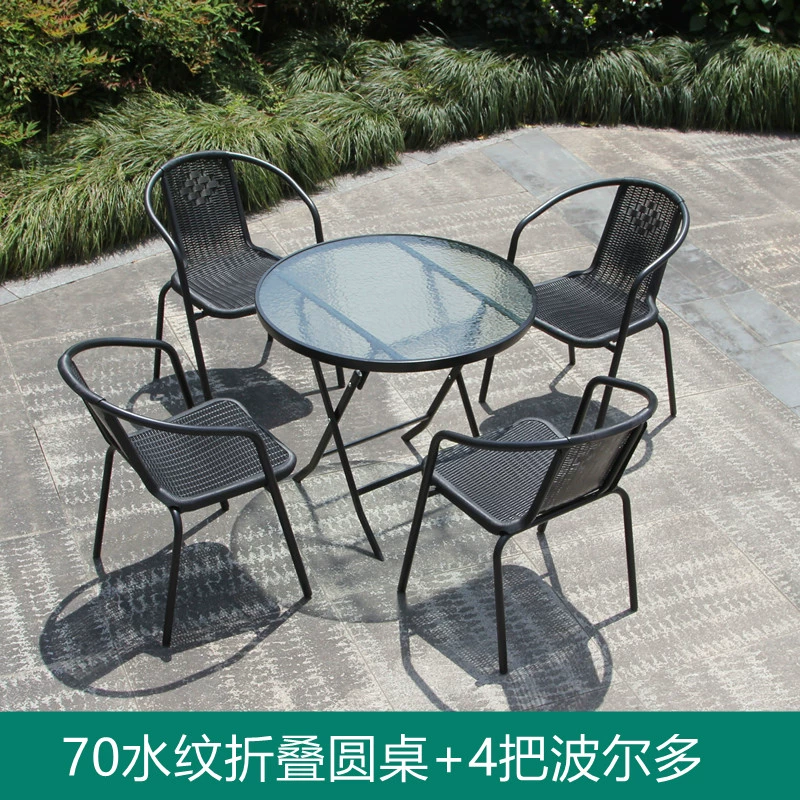 Bàn tròn có thể gập lại ngoài trời Bộ bàn vuông ban công ngoài trời Bàn cà phê nhỏ đơn giản hiện đại chống nắng kết hợp bàn ghế 