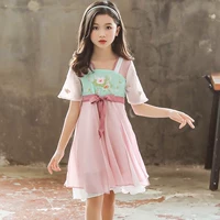 Mùa hè 2019 trẻ em mới mặc bé gái Váy hoa thêu kiểu Trung Quốc trong chiếc váy cổ trẻ em lớn - Khác đồ bộ bé trai