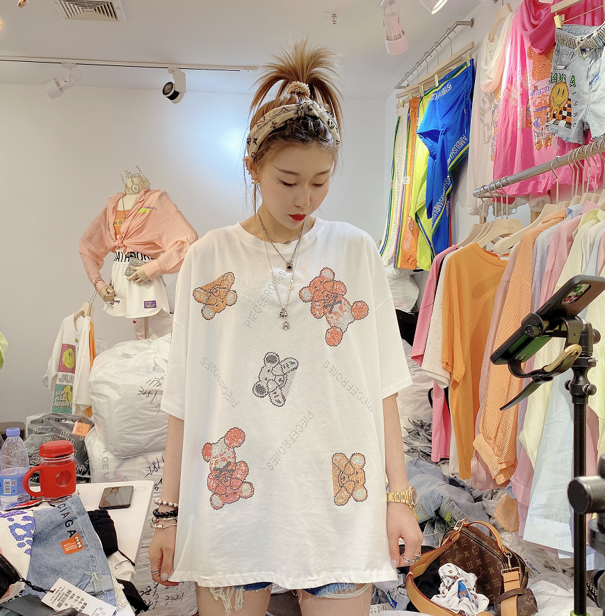 White【 tsundere southeast mum 】 5 / 11 live broadcast fashion comfortable leisure time heavy industry T-shirt 511157