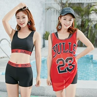 Áo tắm sexy nữ chia boxer bikini ba mảnh giảm béo bụng kem chống nắng áo Hàn Quốc bãi biển đồ bơi nữ 	đồ bơi nữ 2 mảnh màu đen