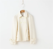 111167 Nhật Bản boutique bốn màu nhỏ ve áo cổ điển đôi ngực tính lão hóa áo len ngắn
