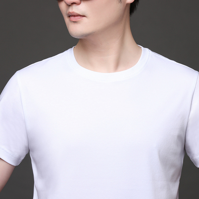 taobao agent White silk cotton fitted T-shirt, summer long-sleeve, V-neckline, season 2021