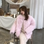 QINS home 2018 mới áo len lông mùa đông nữ lông cừu đoạn ngắn hình bóng áo khoác nữ Hàn Quốc - Faux Fur áo khoác lông cừu