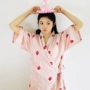 Tháng tám Gesang Nhật Bản-phong cách kimono đồ ngủ của phụ nữ mùa xuân và mùa thu bông gạc ngắn tay dịch vụ nhà mùa hè của trẻ em cha mẹ và con phù hợp với áo ngủ mùa đông
