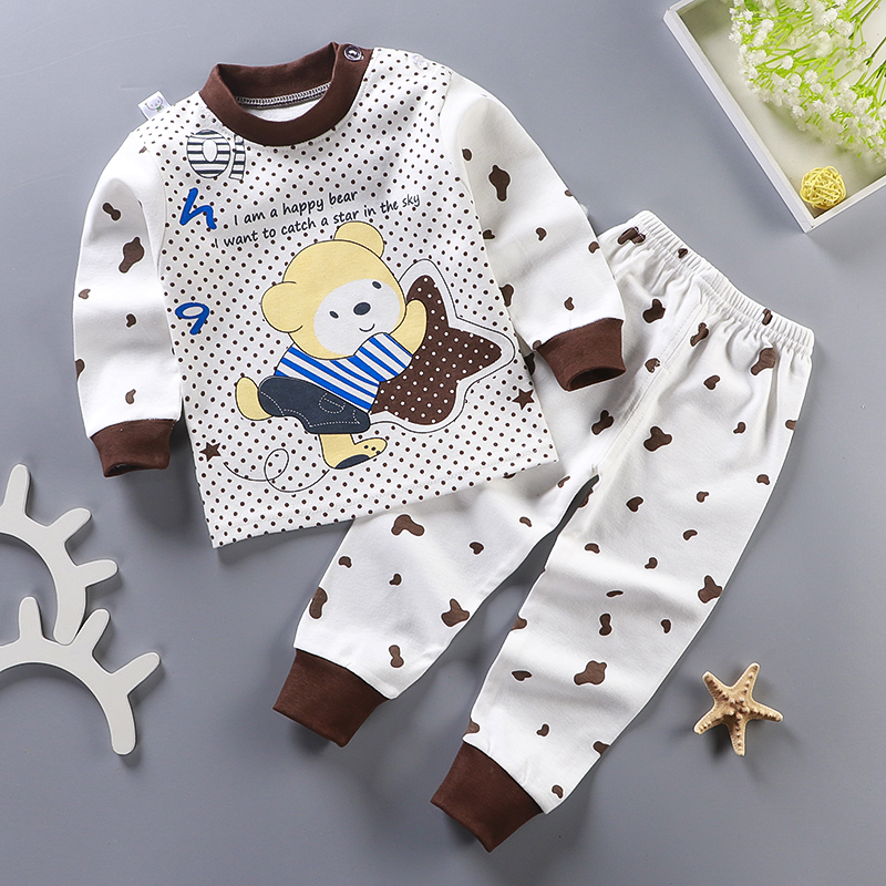 Brown Star Bearchildren Underwear suit girl Autumn clothes new pattern Foreign style Autumn trousers Boy 0 - 5 year baby baby clothes autumn spring and autumn