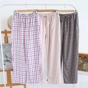 New lady cotton gạc pyjama quần mùa hè mỏng phần nhà giản dị quần mùa xuân và mùa thu cotton tập thể dục buổi sáng lỏng kích thước lớn