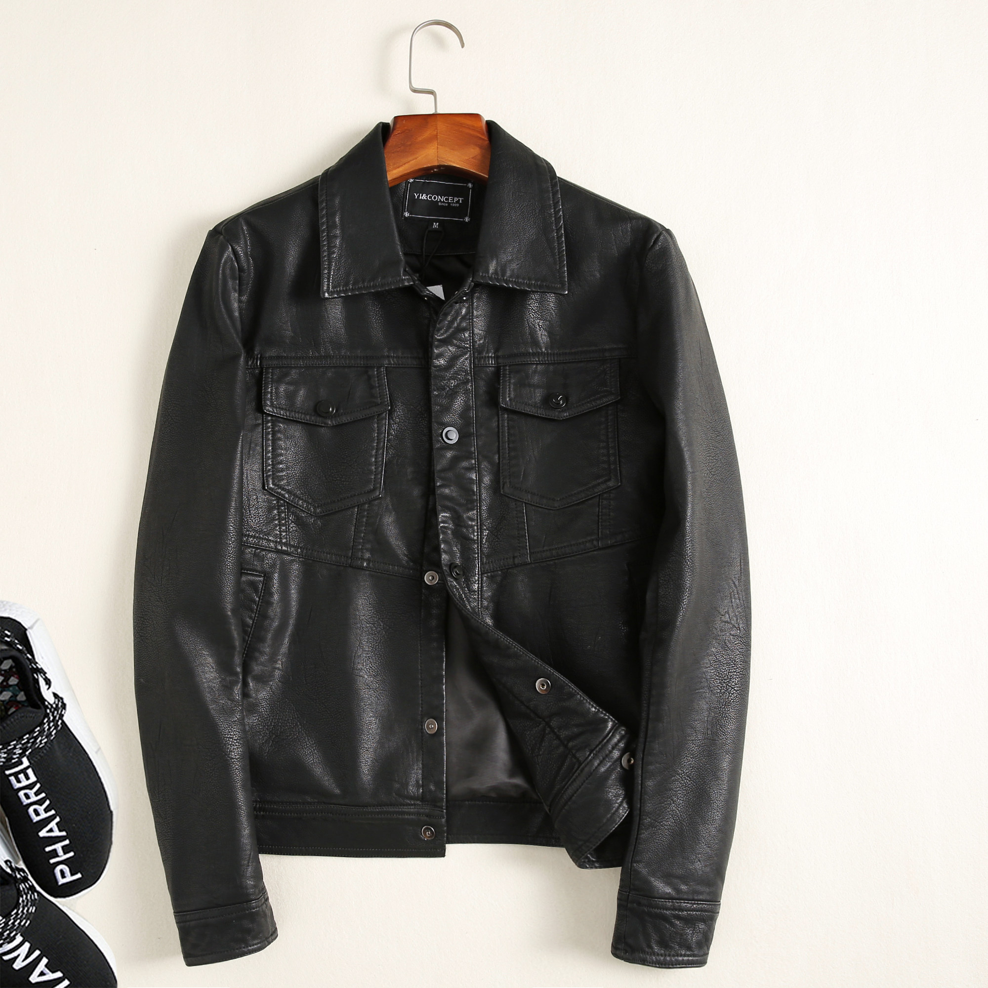 6991 春秋新款男士潮男个性pu水洗皮机车外套 皮夹克 p220