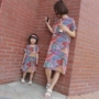 Cha mẹ và con ăn mặc 2018 mùa hè trẻ em mới của cầu vồng ngắn tay váy bé kỳ nghỉ gió sọc váy quần áo trẻ em chân váy cho be gái 12 tuổi