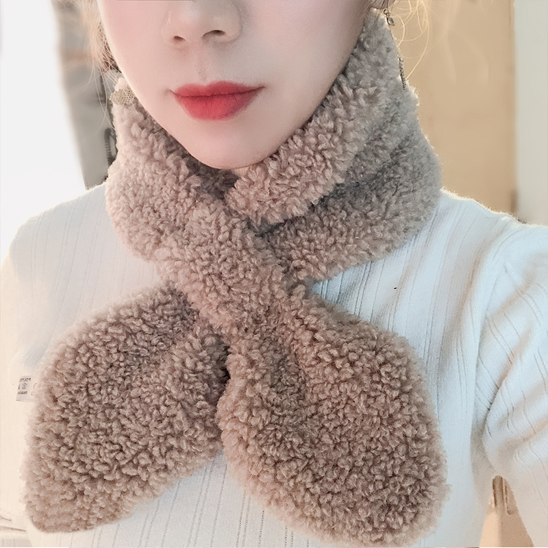 GoldenLate late Same ins the republic of korea Knitting wool Neck cover overlapping fish tail Neckline bow Small scarf female Autumn and winter