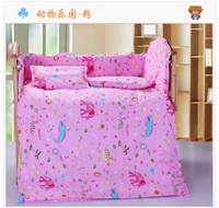 Bộ mẫu giáo ba mảnh Bộ đồ giường trẻ em Bộ chăn ga gối trẻ em sáu miếng - Bộ đồ giường trẻ em 	ga giường màu hồng cho bé gái	