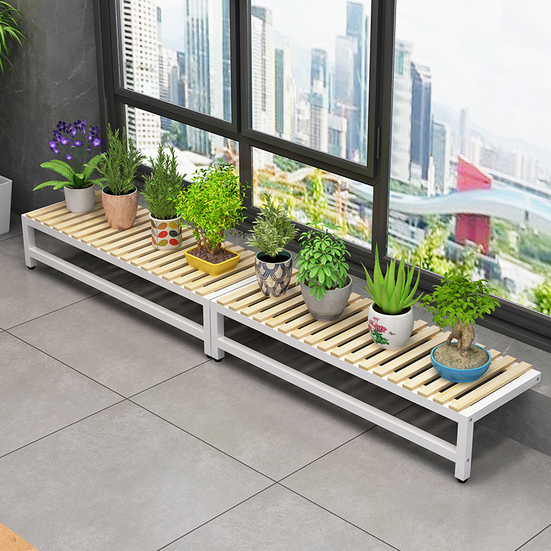 Ban công bệ cửa sổ cạnh mở rộng một lớp hoa đứng sàn hẹp bệ cửa sổ mở rộng ban công dài kệ chậu hoa kệ trồng cây 3 tầng kệ gỗ trồng sen đá