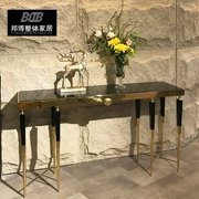 Versace hậu hiện đại tối giản thép không gỉ vàng hiên bàn foyer đá cẩm thạch trang trí hiên bàn ánh sáng sang trọng đồ nội thất - Bàn / Bàn