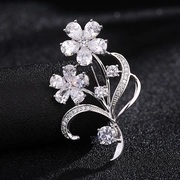 Trâm cài zircon sang trọng được lát bằng vi ánh sáng bóng cao, áo khoác nữ tính, phụ kiện, ghim áo len đa năng, khóa cài