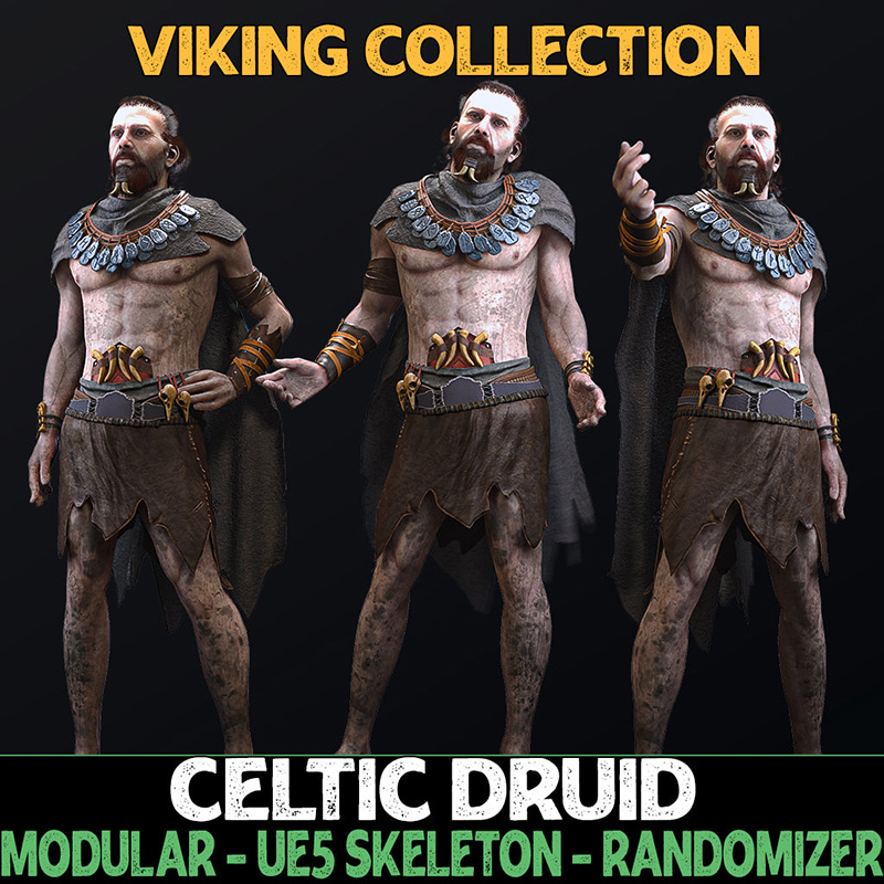 Celtic Druid Male Vikings Fantasy Collection维京幻想虚幻UE5-cg男孩