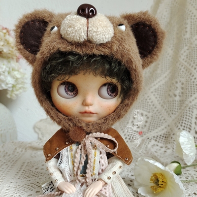 taobao agent [Weaving Dream] Bear Baby Hat Material Pack Blythe Little cloth doll hat BJD baby clothing material bag