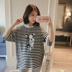 Bông phụ nữ mang thai mùa hè 2018 mới của Hàn Quốc phiên bản sọc phụ nữ mang thai ngắn tay T-Shirt ngắn lỏng cổ tròn phụ nữ mang thai áo sơ mi Áo thai sản