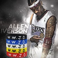 Баскетбол NBA WWJD Iverson Ручное кольцо мужское и женское спортивное браслет 76 человек отвечает AI, тот же силиконовый спортивный браслет