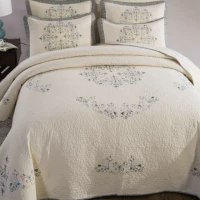 Đường may được thêu bằng vải bông trải giường ba bộ tấm dày trải giường bằng vải bông chống trượt - Trải giường thảm chân giường