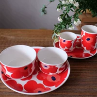 Разное общество Nordic Powant Flowant Classic Classic Cup Dessert Series Set Homevelan Tibetan Blue and Red