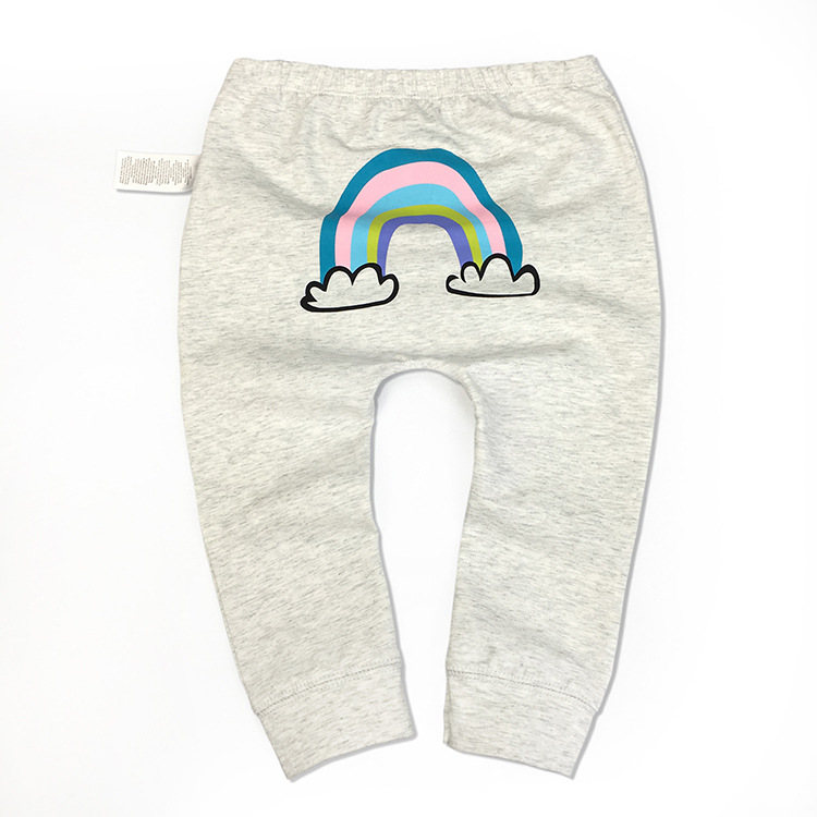 Rainbow On Greybaby Haren pants Spring and Autumn European style Children men and women baby pure cotton leisure time large PP trousers Leggings