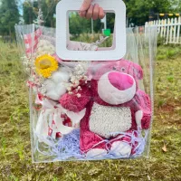Кристаллический пакет клубничный медведь букет цветок