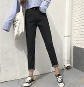 Hàn Quốc version new eo cao jeans nữ màu đen quần âu sinh viên quần short cung hoang dã