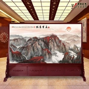 Vách ngăn gỗ màn hình phòng khách văn phòng công ty phong cách Trung Quốc Great Wall chạm khắc mái hiên bằng gỗ màn hình ghế phong cảnh - Màn hình / Cửa sổ