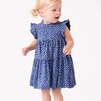 Ретро детское платье с коротким рукавом, юбка, наряд маленькой принцессы, в западном стиле, цветочный принт