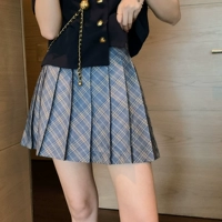 Клетчатая юбка в складку, коллекция 2021, в корейском стиле, высокая талия