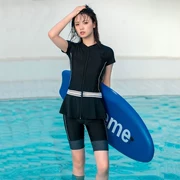 Thời trang đồ bơi chia eo cao nữ phong cách Hàn Quốc size lớn cho sinh viên xu hướng áo tắm lưới màu đỏ gợi cảm - Bộ đồ bơi hai mảnh