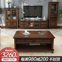 Nước mỹ gỗ rắn căn hộ nhỏ tủ TV bàn cà phê kết hợp 4 bộ của phòng khách bộ hoàn chỉnh của đồ nội thất đơn giản giường thông minh