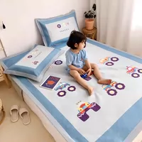 Кроватка, простыня для мальчиков, охлаждающий шелковый мультяшный коврик, можно стирать