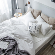 Phong cách bắc âu đơn giản tinh khiết bông trắng rửa giường cotton bốn bộ cotton Nhật Bản màu rắn khăn trải giường quilt cover giường