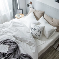 Phong cách bắc âu đơn giản tinh khiết bông trắng rửa giường cotton bốn bộ cotton Nhật Bản màu rắn khăn trải giường quilt cover giường bộ chăn ga gối cotton