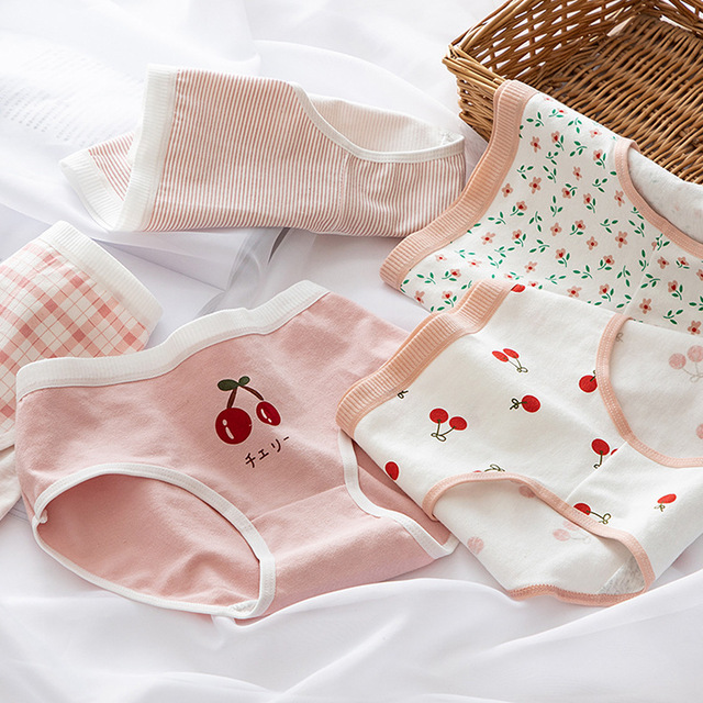 Color & Pink Cherry & 3 Pack19 high junior middle school student 18 Little girl Briefs 17 pure cotton 16 Briefs 15 year 141312 Underwear