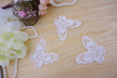taobao agent Handmade DIY cloth sticker European roots double -layer three -dimensional butterfly clothing auxiliary materials pure white embroidered butterfly hair accessories cloth stickers